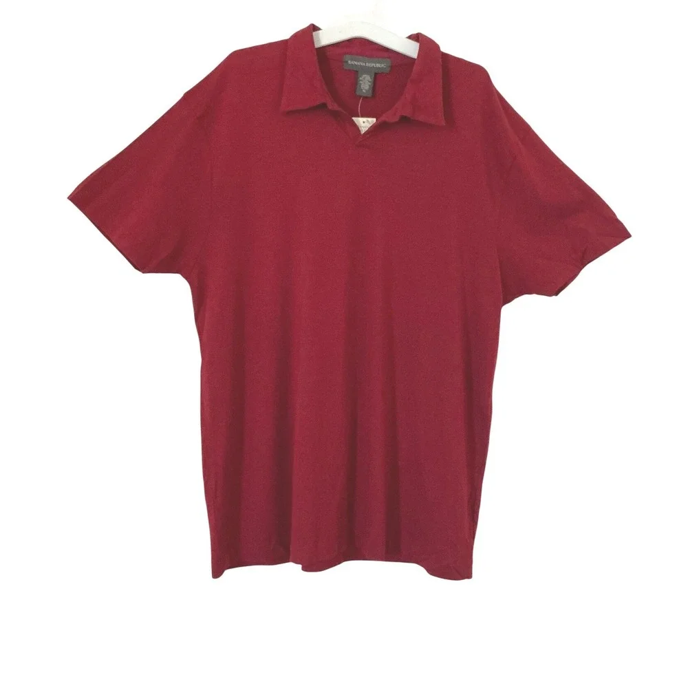 Banana Republic Mens XL Red Polo Shirt Short Sleeve Cotton Rayon Stretch NWT